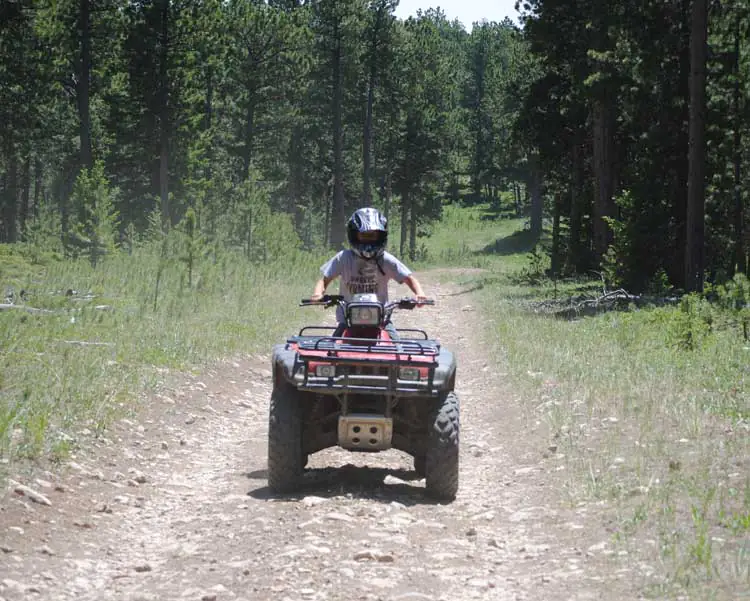 Person ATVing a trail in the Bighorn Mountains